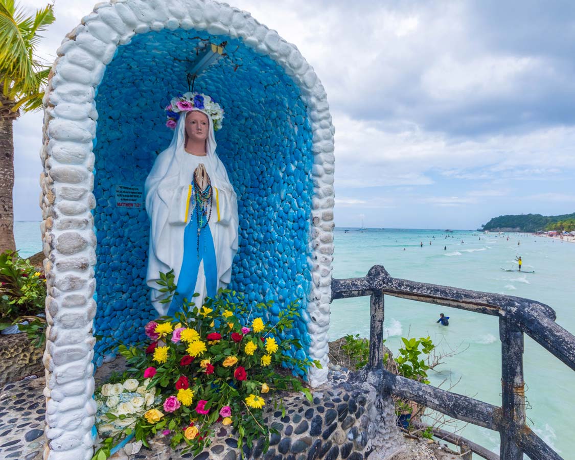 Shrine to Mother Mary on Willy's Rock in Boracay Philippines