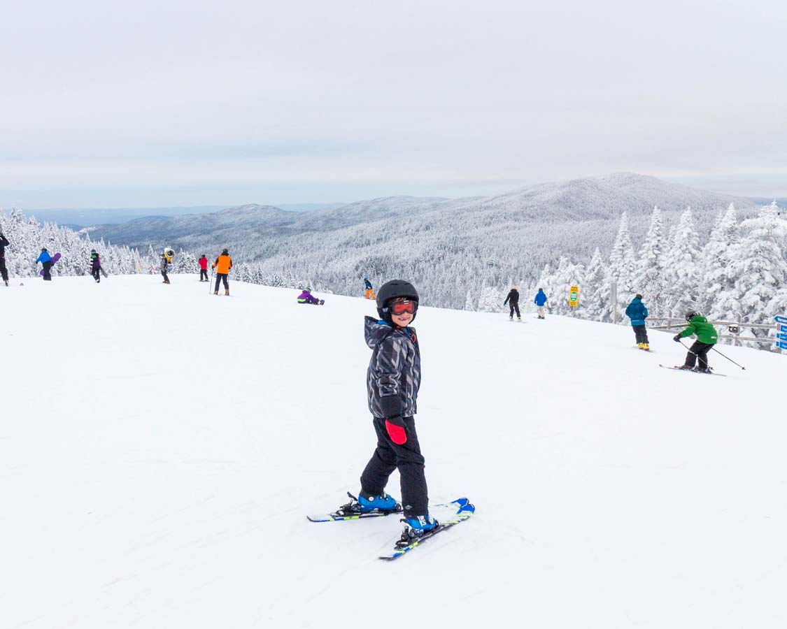 Boy skiing at Mont Tremblant in Quebec