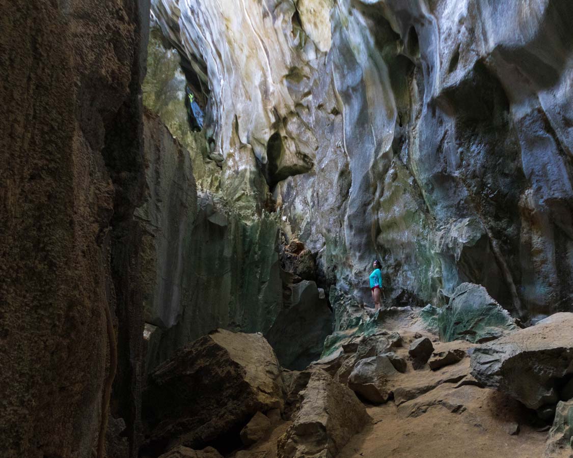 Christina Wagar stands in one of the cave in Palawan