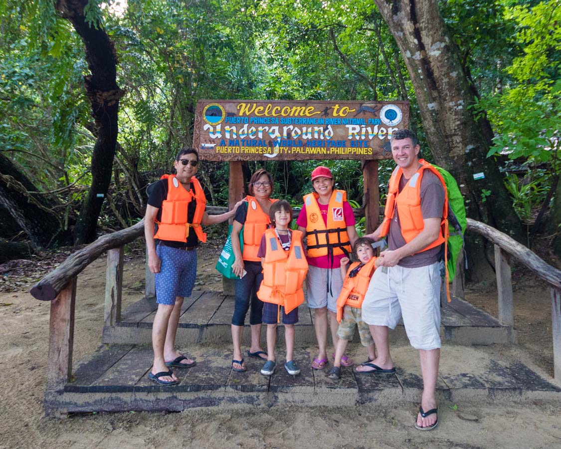 Family shot at the Puerto Princesa Underground River in the Philippines