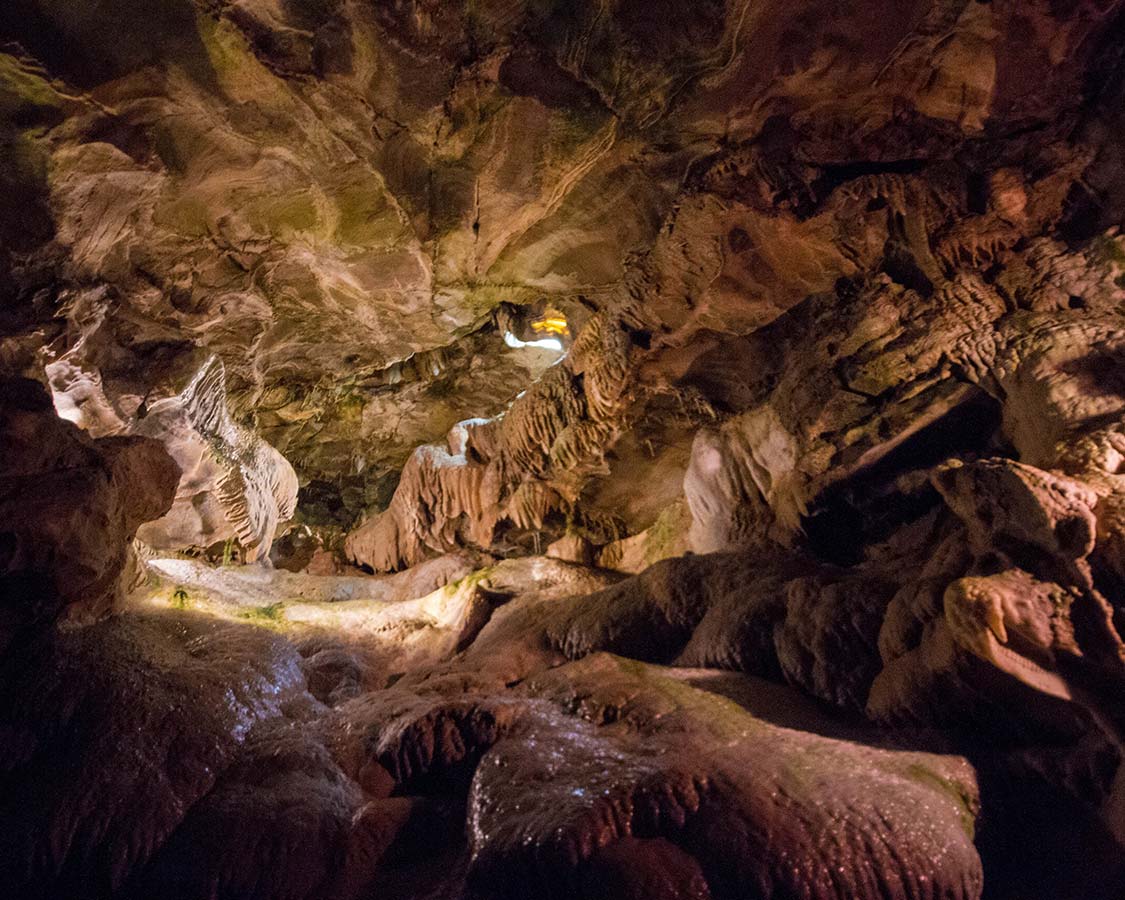 Lights in the Howe Caves in upstate NY