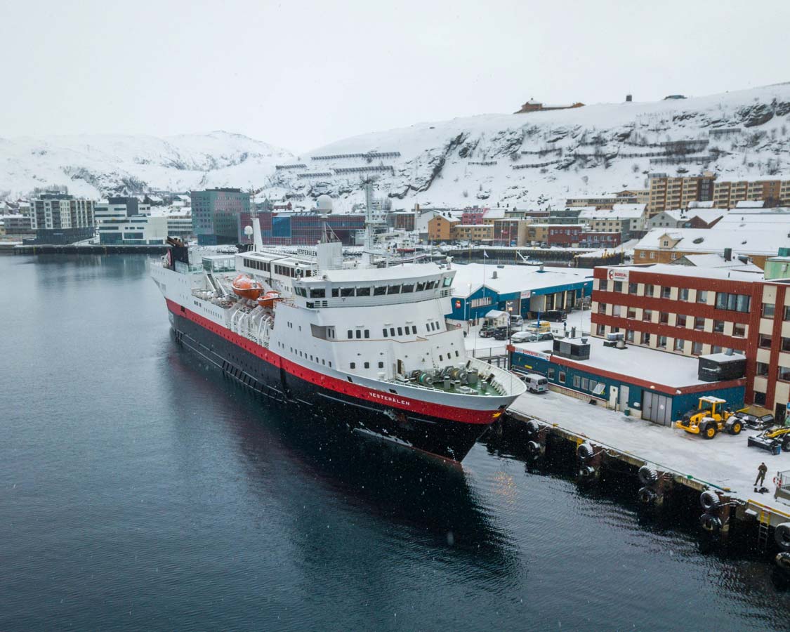 Hurtigruten Cruise Lines MS Vesteralen docked in Hammerfest Norway