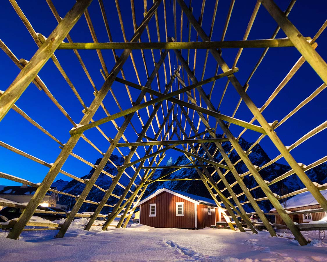 Fish drying racks in Svolvaer Norway