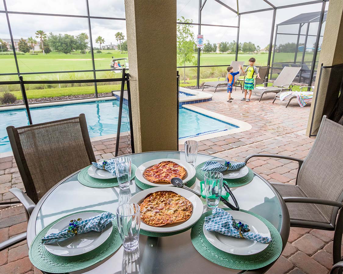 Poolside meal at a Vacation Home in Kissimmee Florida