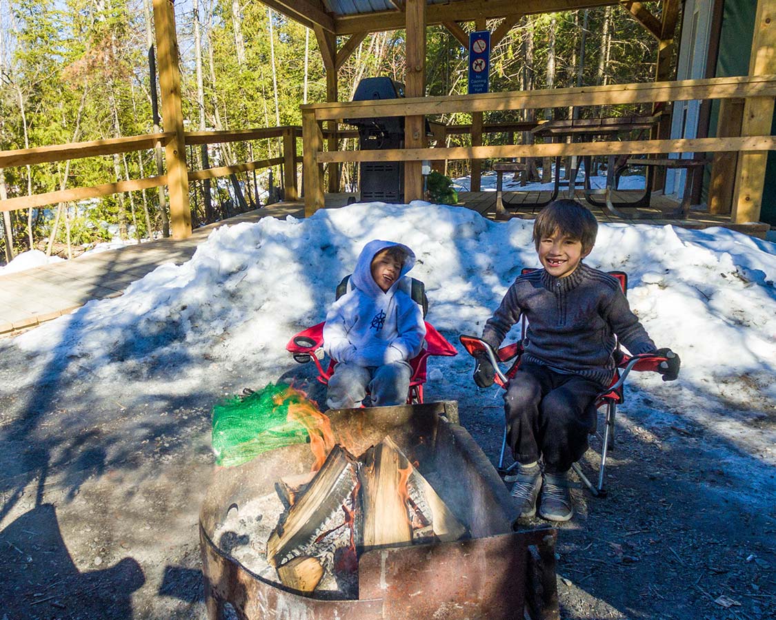 Winter Camping in MacGregor Point Fire Pit