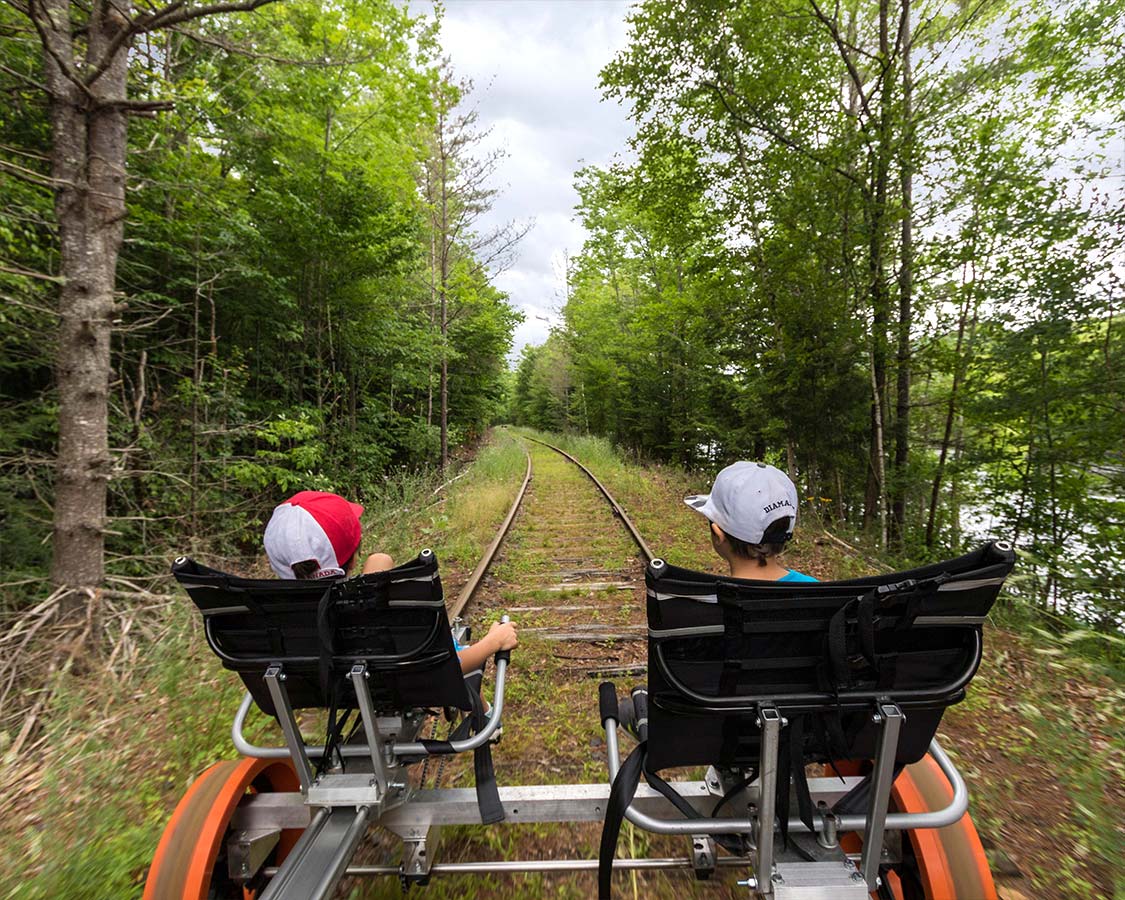 Kids on an Adirondack Rail Bike Tour