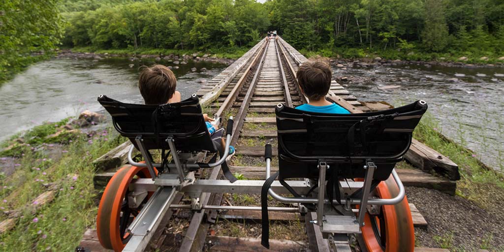 Kids on an Adirondack Rail Bike Tour