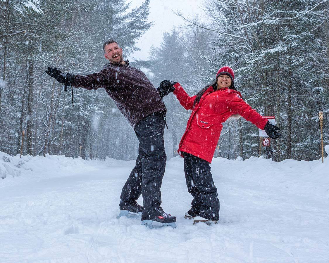 Couples skating at Arrowhead Provincial Park