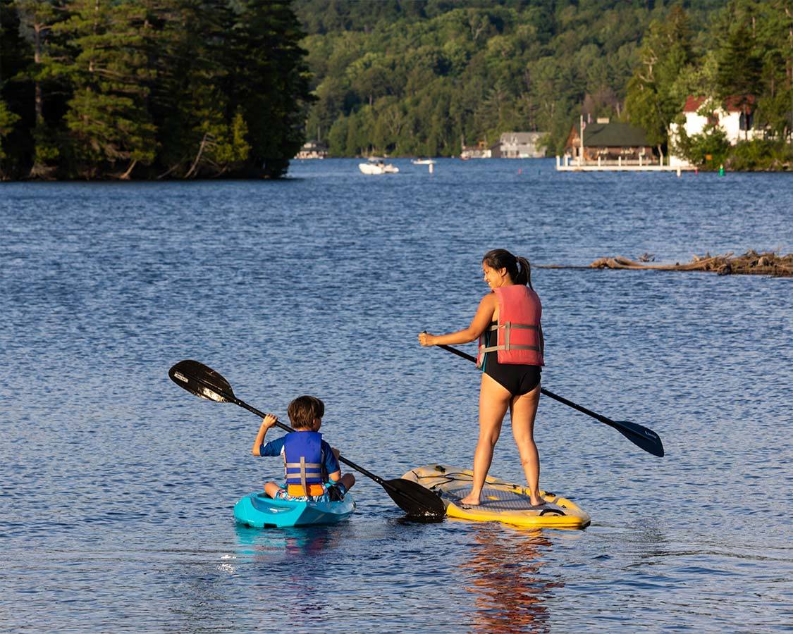 Saranac Lake things to do SUP on Lake Flower