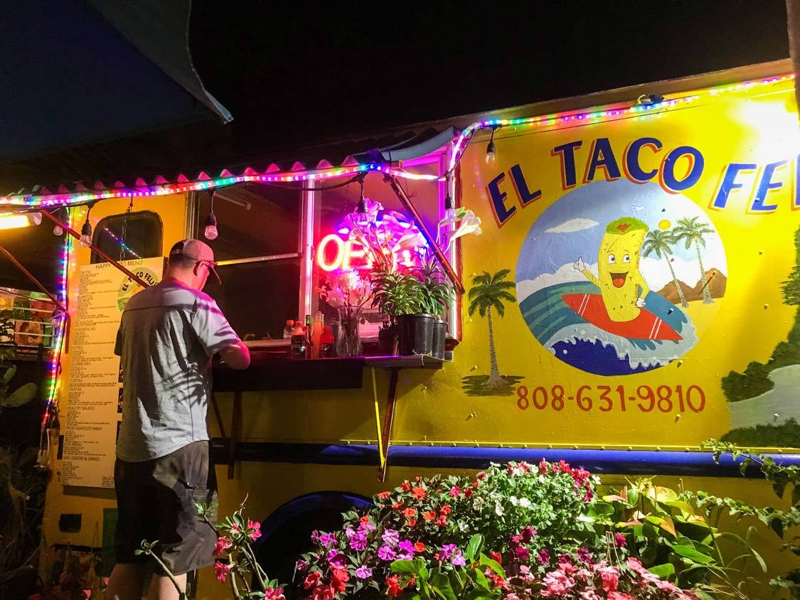 Jídlo nákladní automobily v Kauai pro děti Tacos El Feliz Kapaa