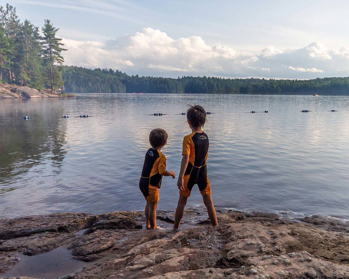 Swimming at Silent Lake with kids