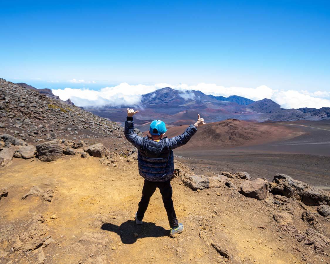 Boy Climbing Haleakala Crater 5-Days in Maui Hawaii