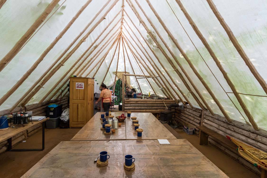 Dining tent at Amishk Adventures Indigenous Experience