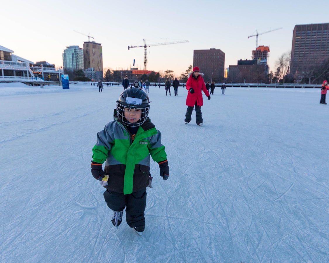 Skating on the Rideau Canal with children in Ottawa