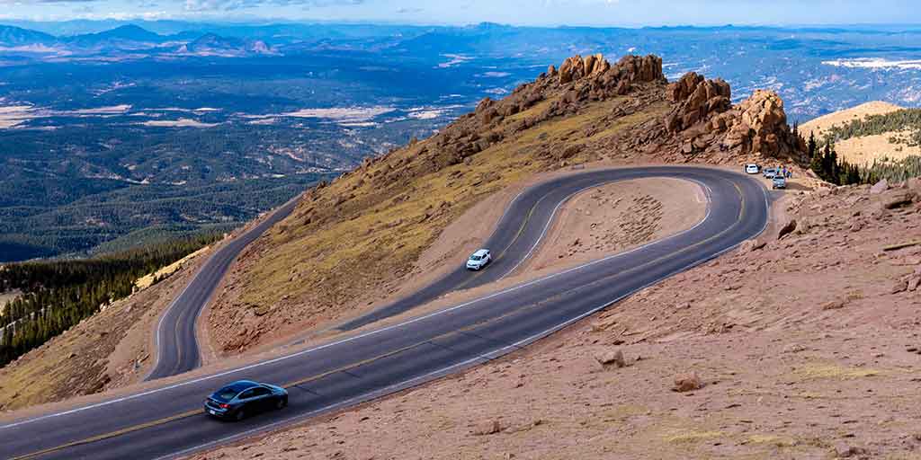 Driving Up Pikes Peak Colorado