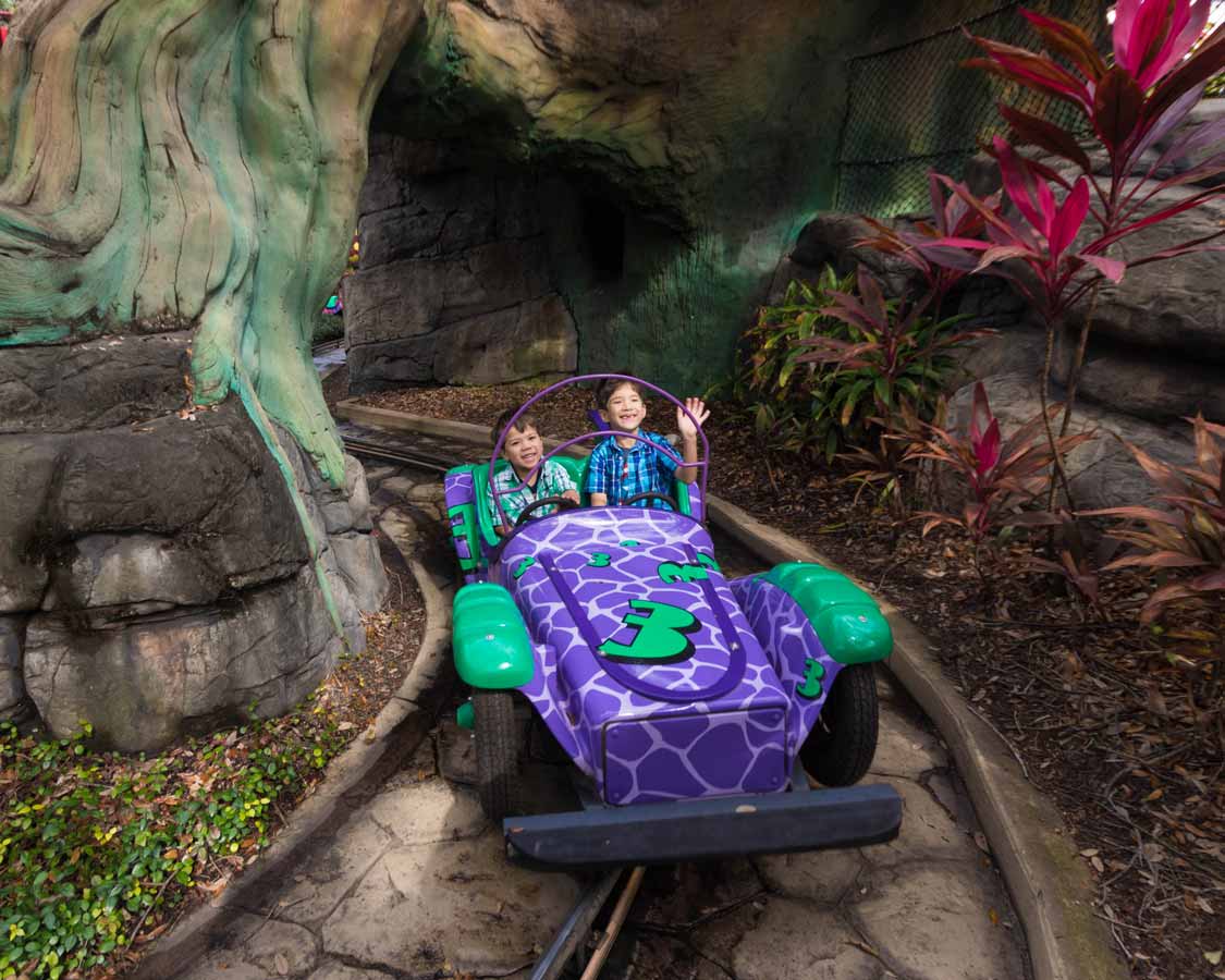 kids riding toddler rides at Busch Gardens Tampa Bay