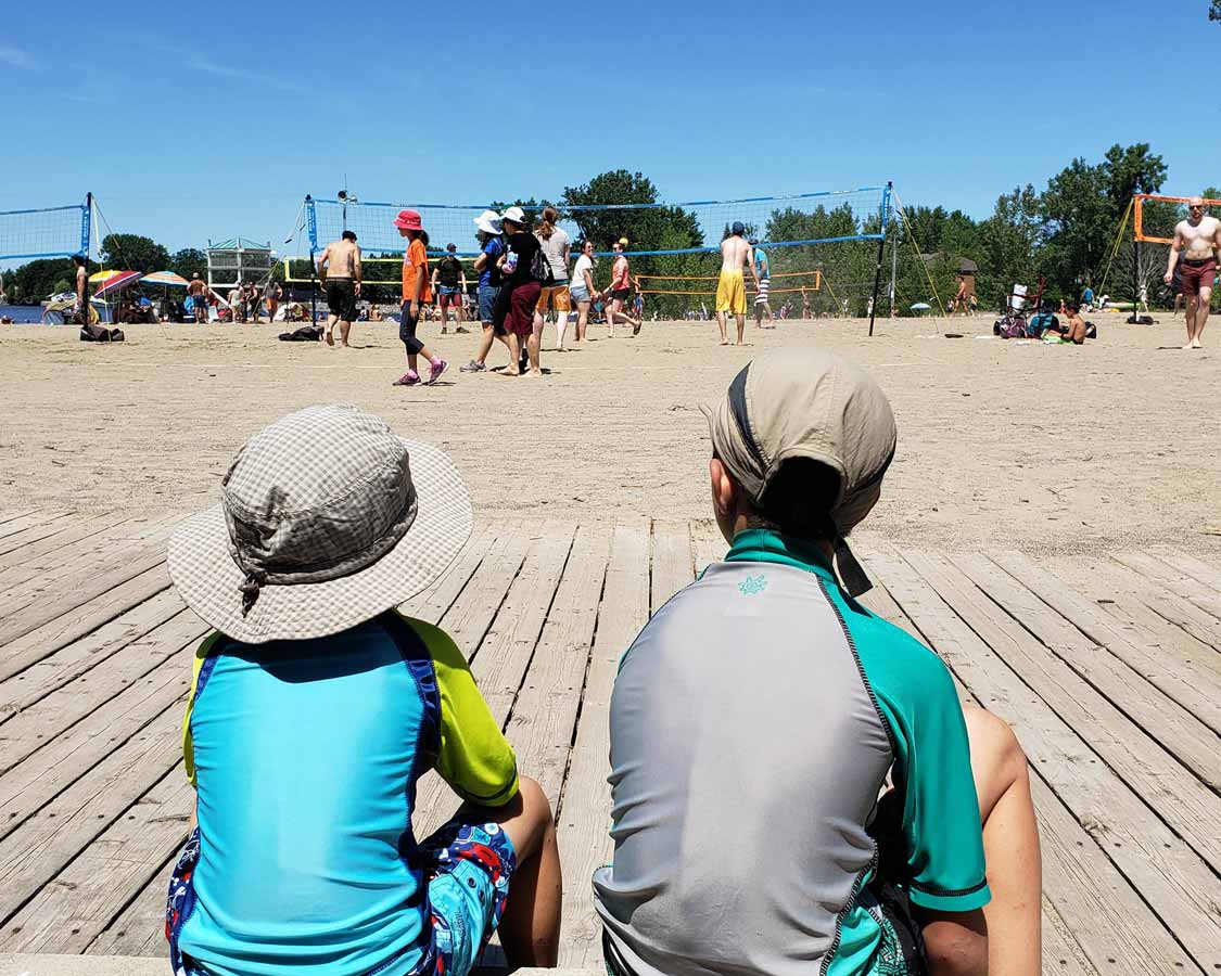 Kids relaxing at Brittania Beach in Ottawa