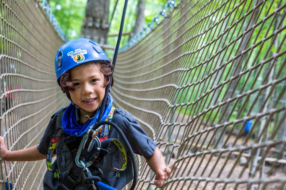 Treetop trekking with kids in Ontario