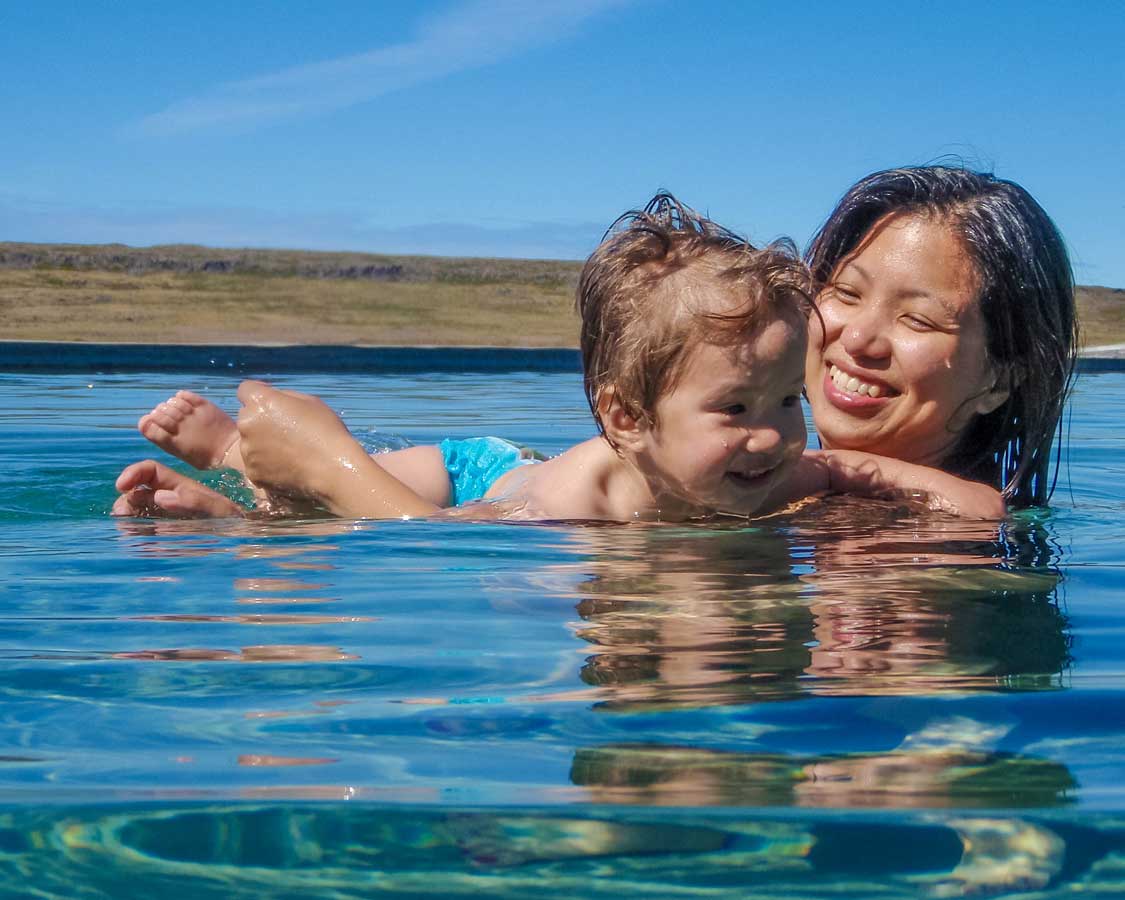 Geothermal pools in Iceland in the summer