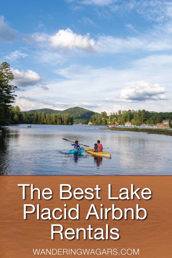 Father and son kayaking in Lake Placid New York