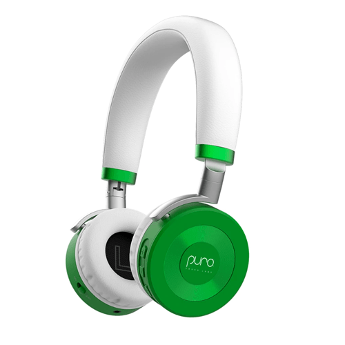 Green and white kids headphones