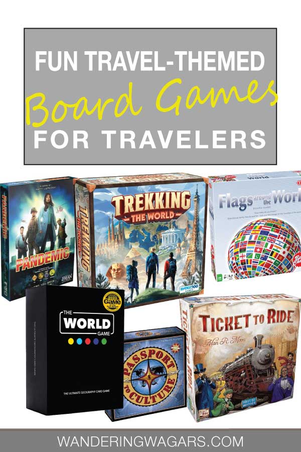 Different travel-themed board games