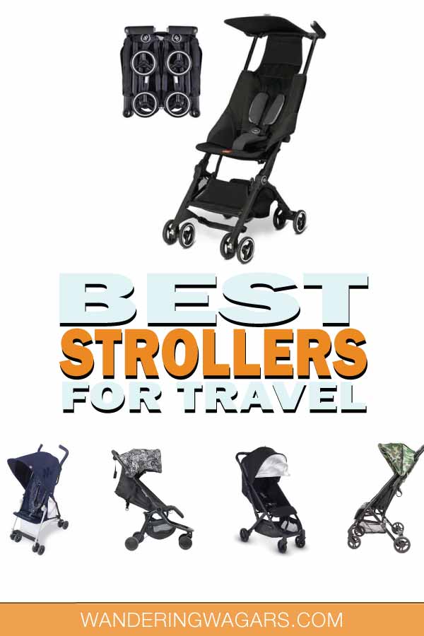 Collection of various lightweight travel strollers