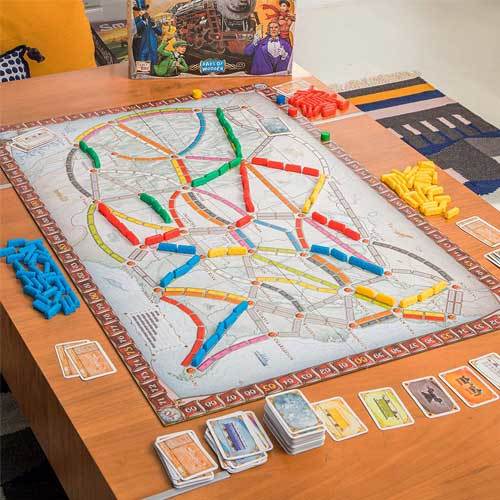 Ticket to ride travel board game on a table