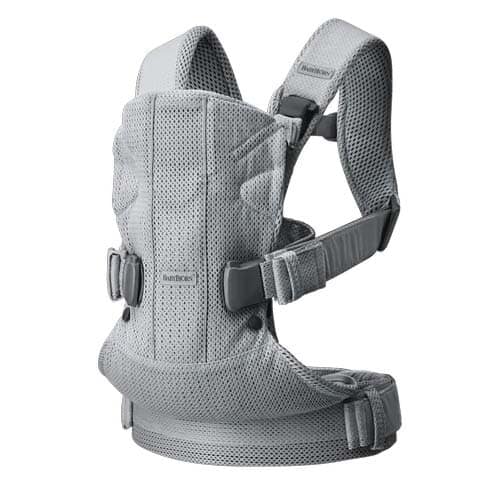 3/4 front view of the Baby Bjorn Air Mesh 3D baby carrier in white