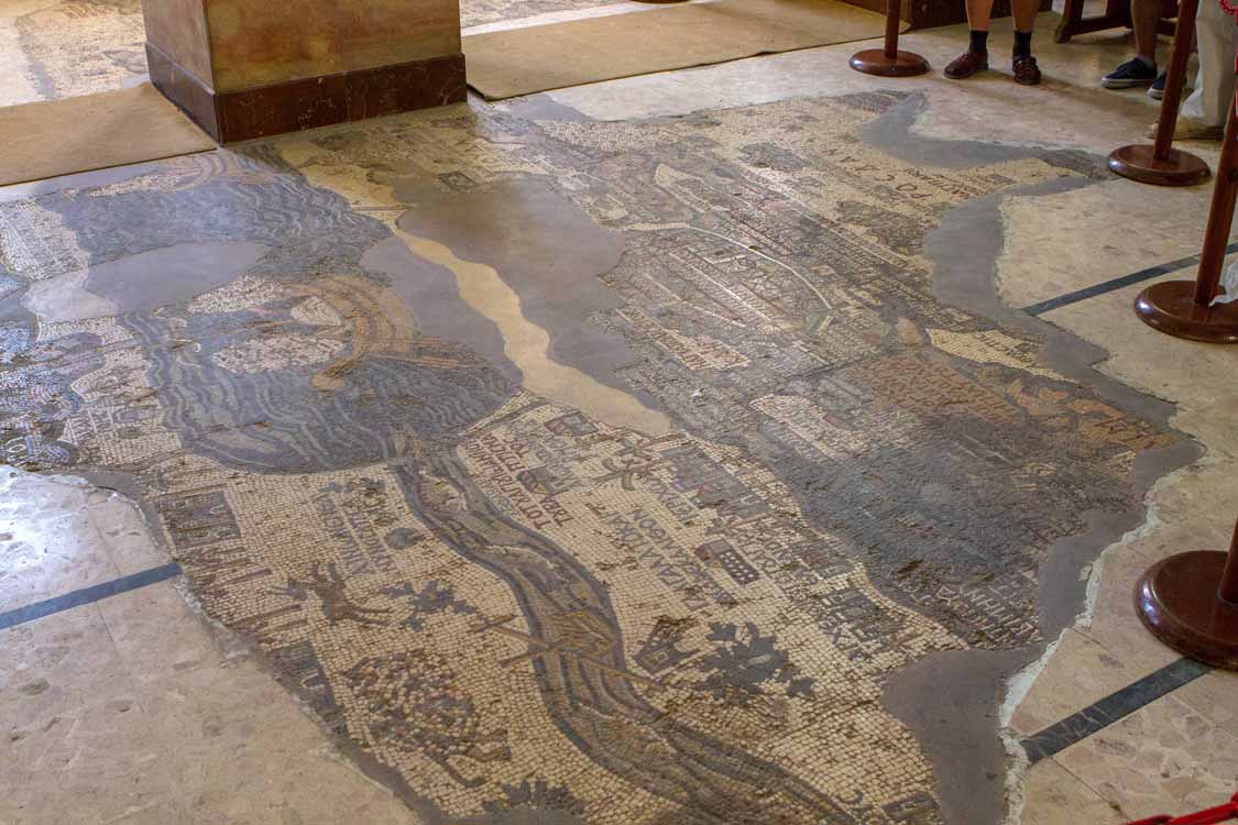 Mosaic floor tiles in Madaba, Jordan