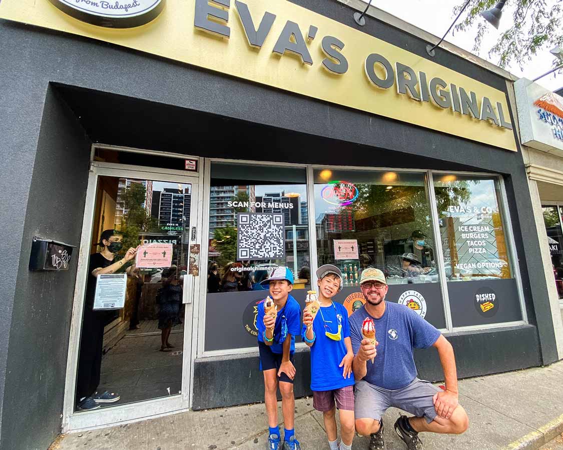 A family enjoys Eva's Originals ice cream in Mississauga