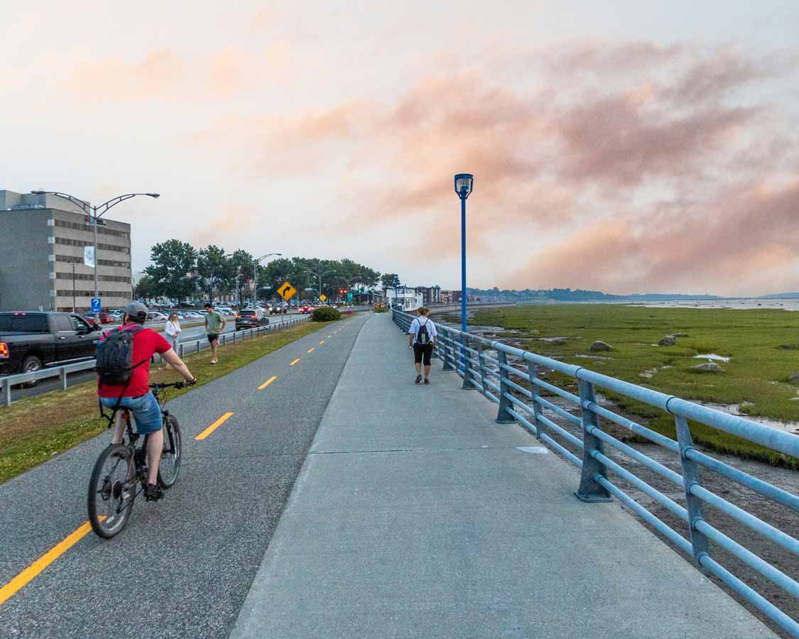 Cycling the waterfront trail in Rimouski