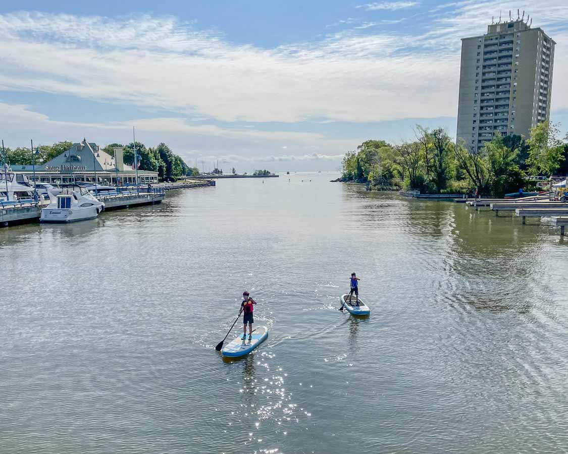 Kids paddling the Credit River in Snug Harbour Mississauga