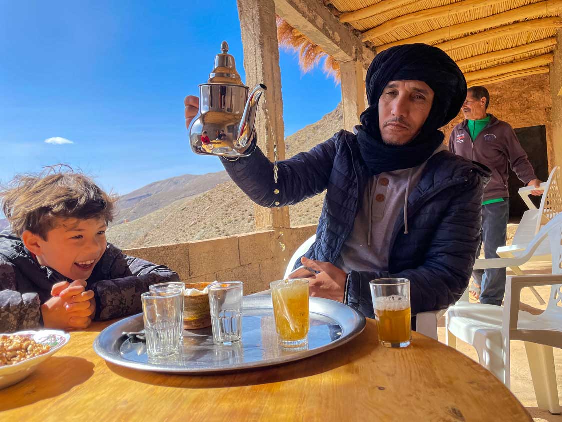 D enjoying Berber tea in the High Atlas Mountains of Morocco