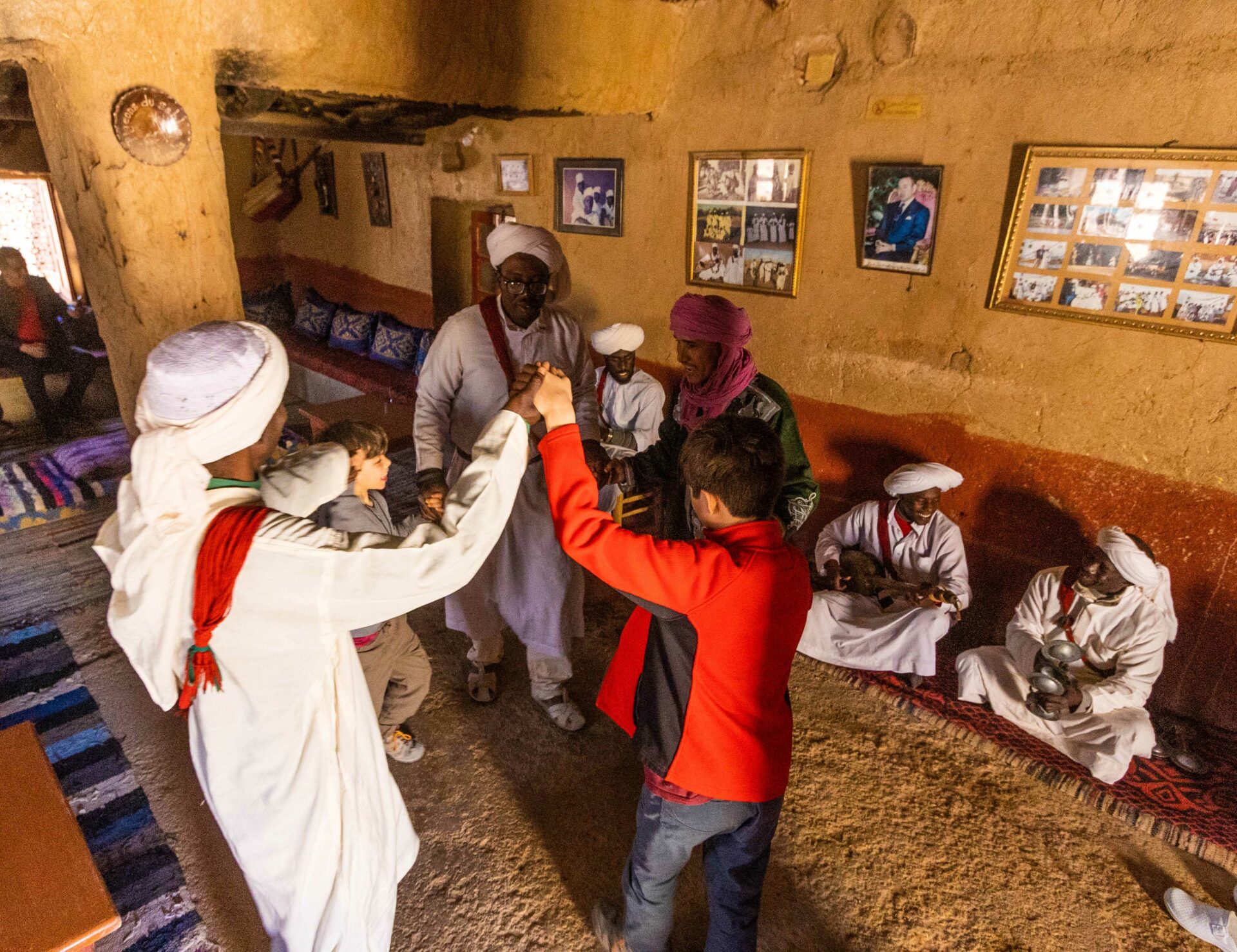 Dancing to Tuareg music in Merzouga