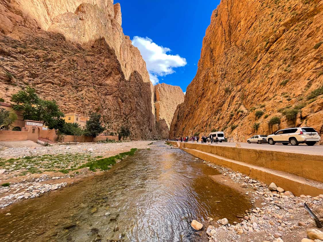 Blue skies over the Todra Gorge in Morocco