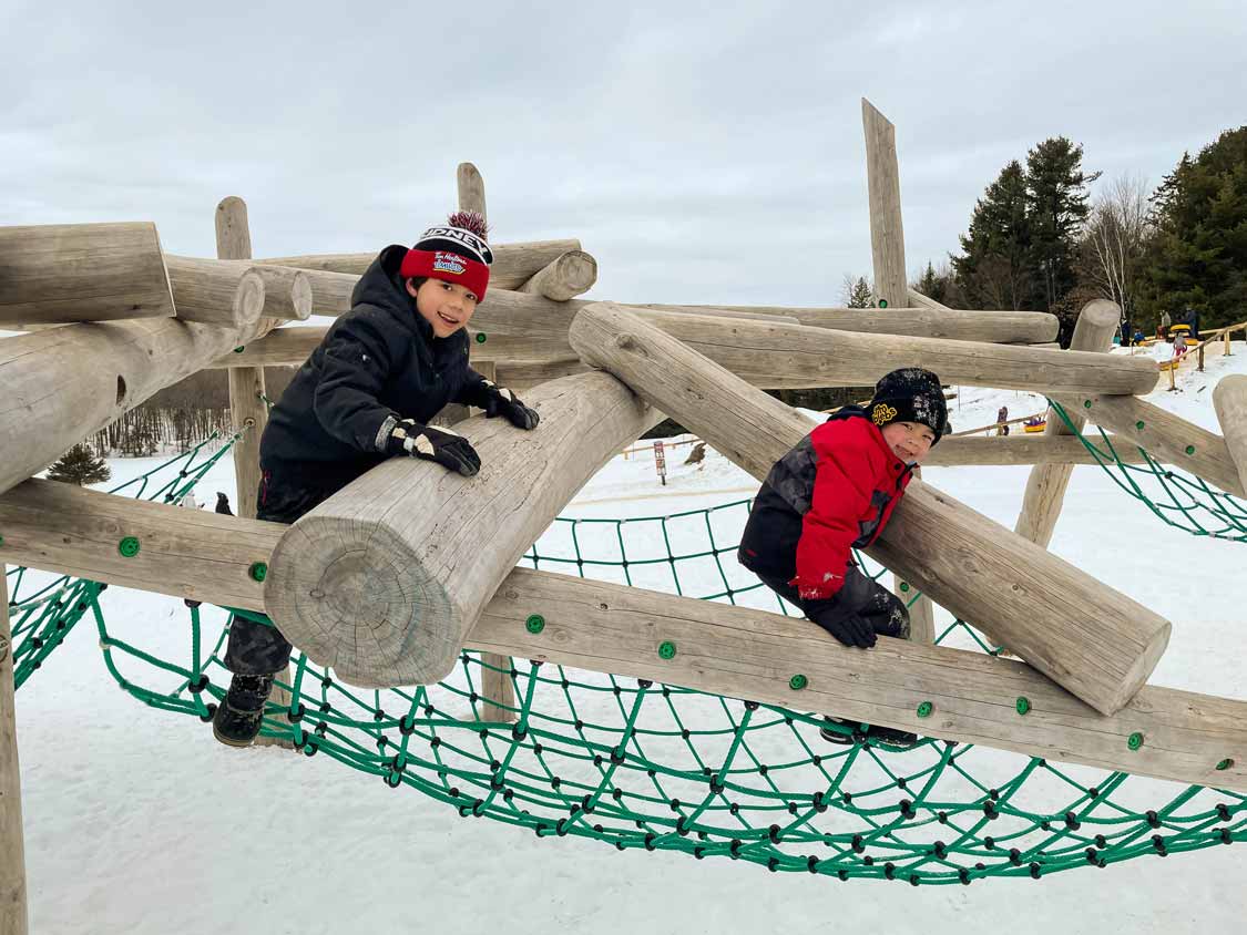 Kids playing at Parc Omega playground