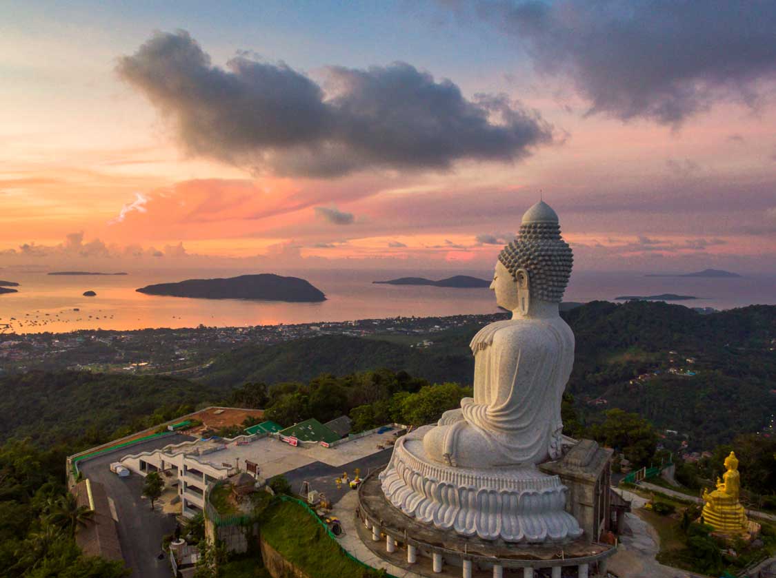 Giant Buddha in Phuket, Thailand at Sunrise