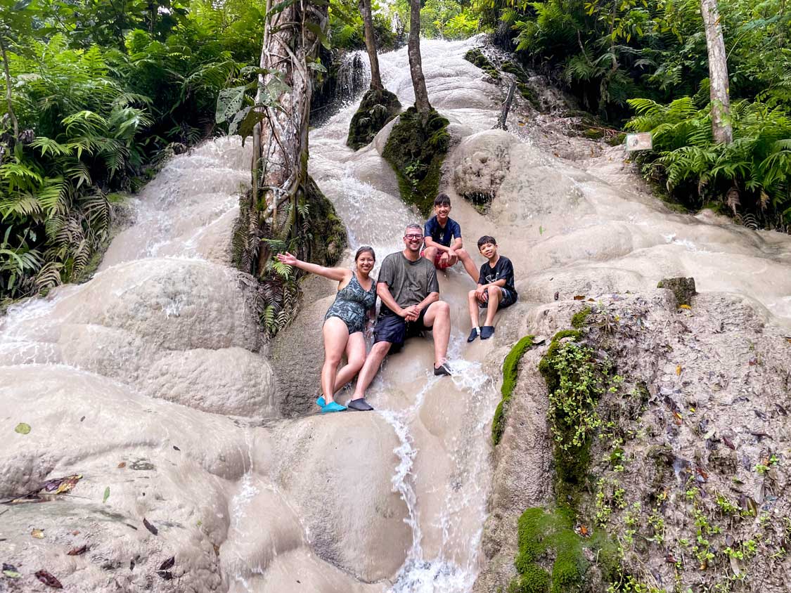 Wandering Wagars family at Bua Tong Sticky Waterfall near Chiang Mai