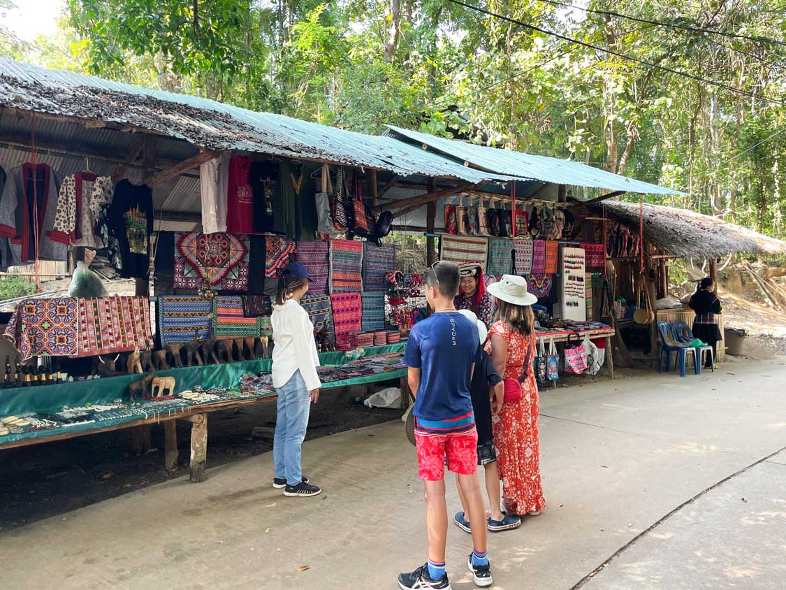 Vendor stalls in a Karen village near Chiang Mai