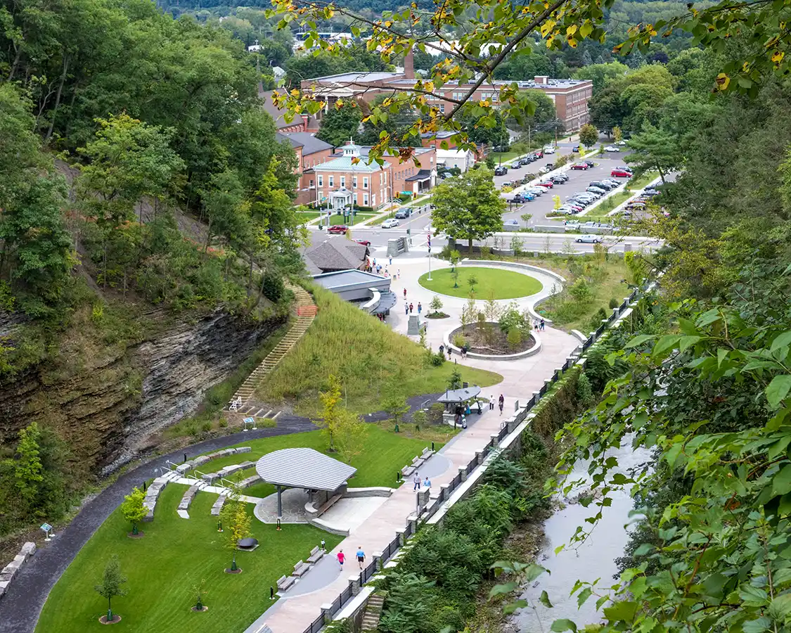 Views from Watkins Glen South Rim Trail Looking Out Over The Park Entrance