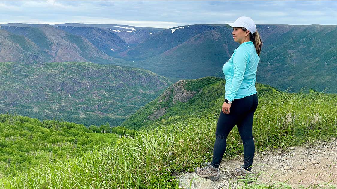 Woman hiking Mont Albert in Gaspesie National Park Complete Guide