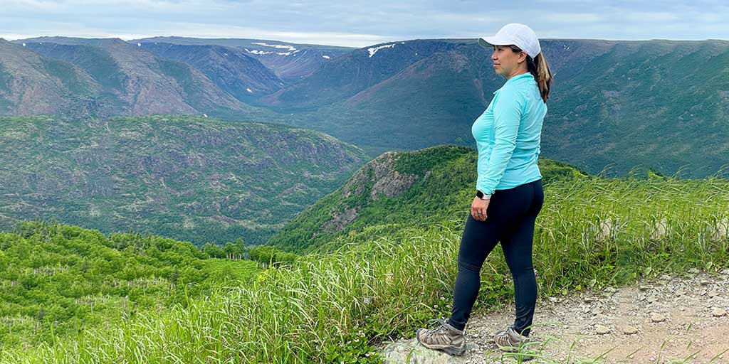 Woman hiking Mont Albert in Gaspesie National Park Complete Guide