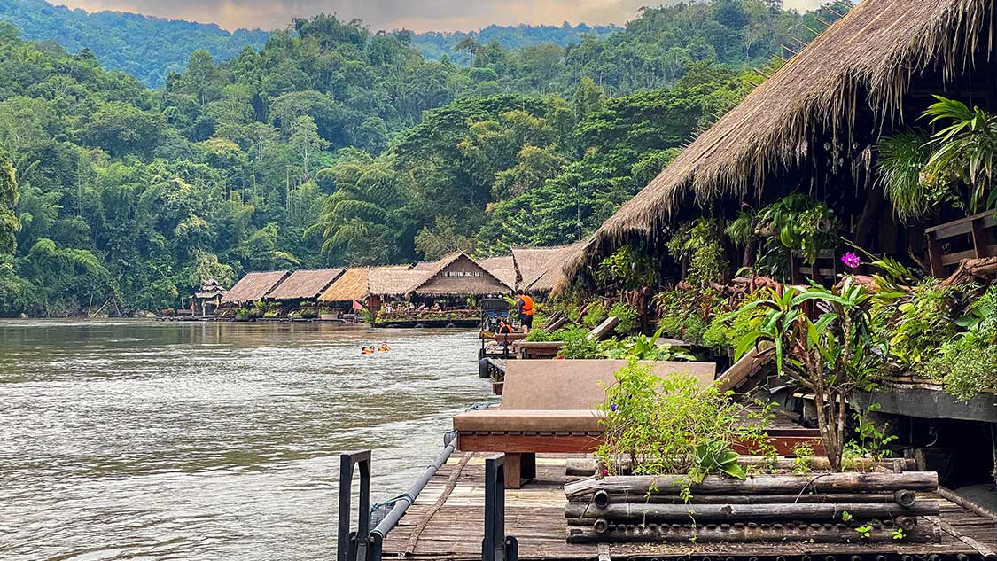 River Kway Jungle Rafts floating hotel on a Thai river
