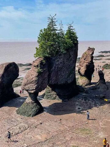 Hopewell Rocks Provincial Park with its signature rock arch at low tide