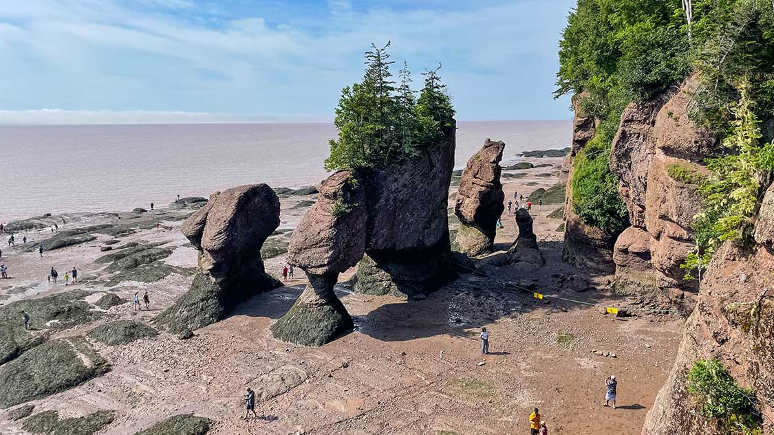 Hopewell Rocks Provincial Park with its signature rock arch at low tide