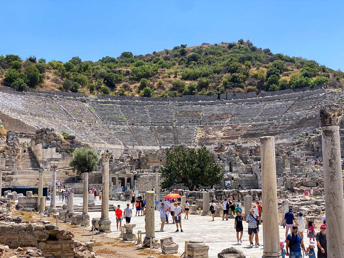 A large Roman theater known as the Grand Theater in Ephesus