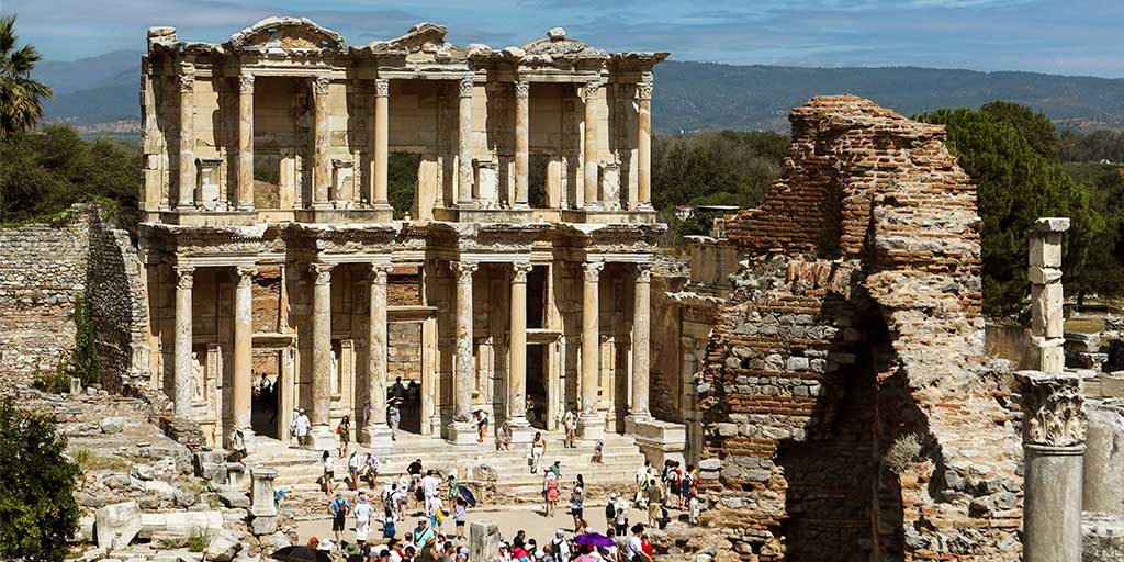 Library of Celsus in a complete guide to the Ephesus Ruins