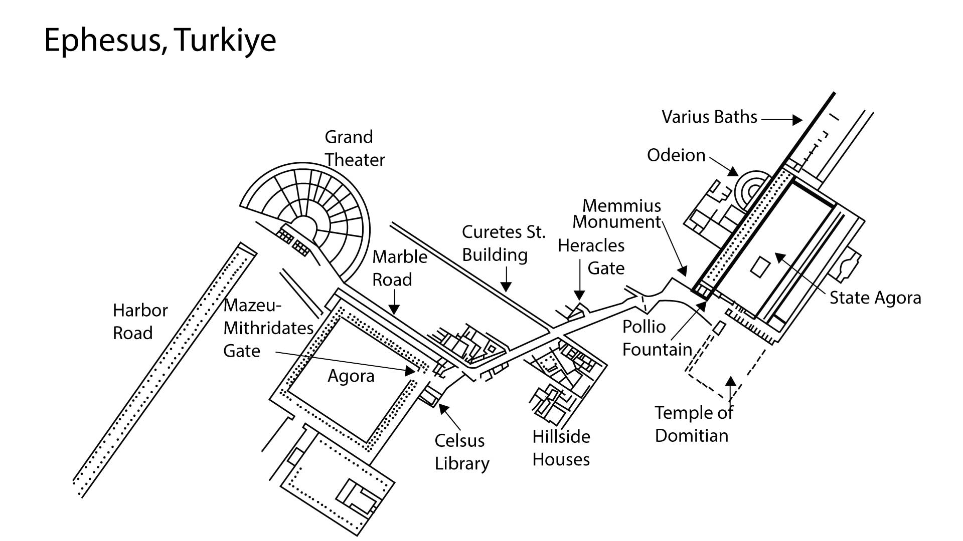 Map of Ephesus, Turkiye