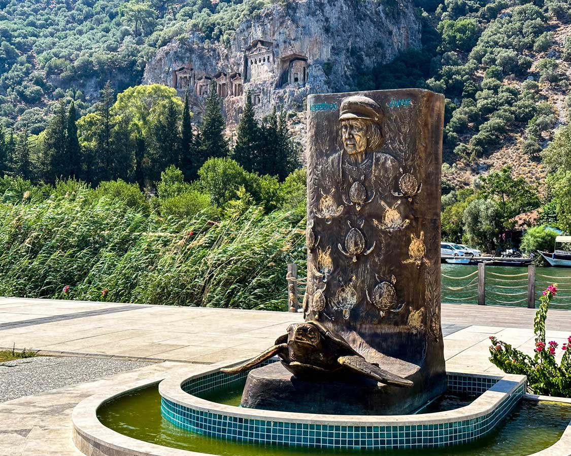 Monument to Katpan June on the Dalyan riverfront